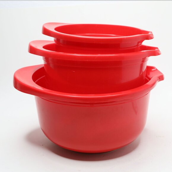 Vintage Rosti Denmark Red Mixing Bowls Set of 3 Lightweight 1980s Erik Lehmann - Picture 6 of 14